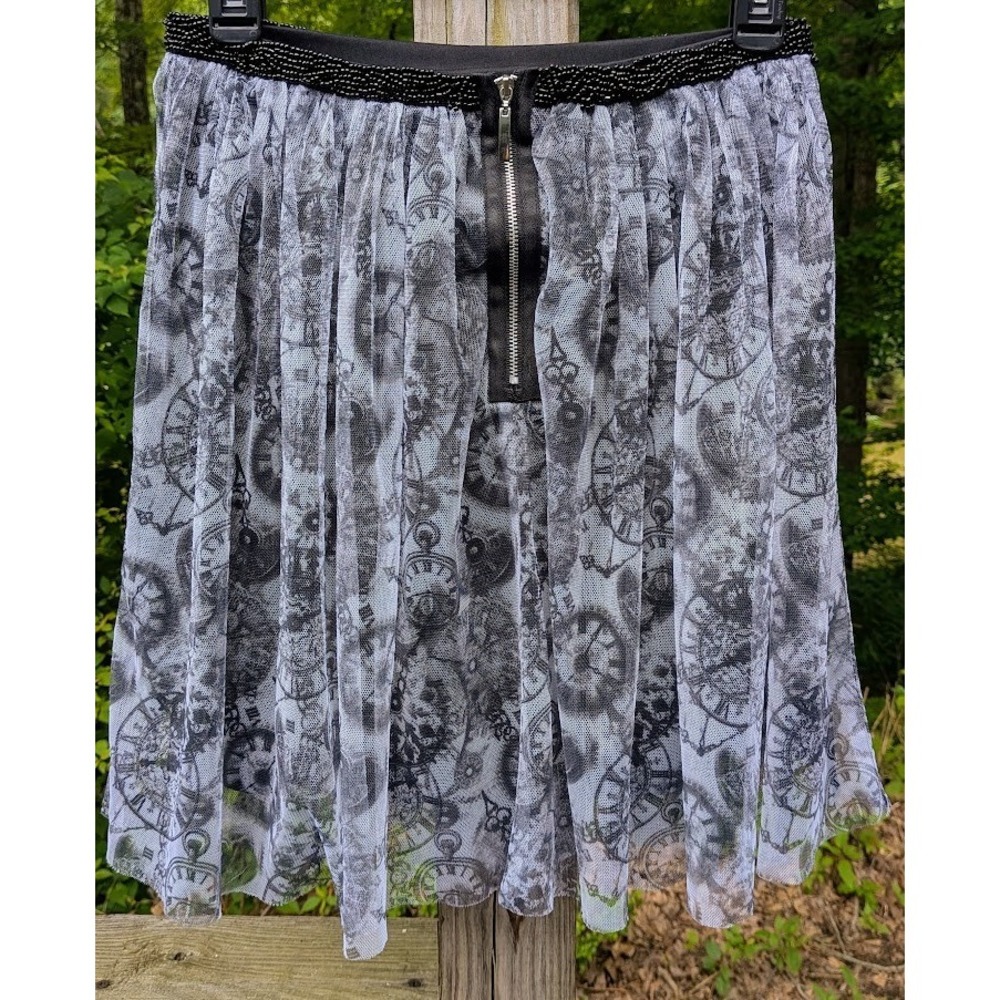 Alice In Wonderland Clock Disney Skirt M Looking Glass Beaded Indie Whimsigoth - Picture 6 of 11